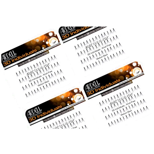 Ardell 3D Individuals Medium Black False Lashes x 4 packs
