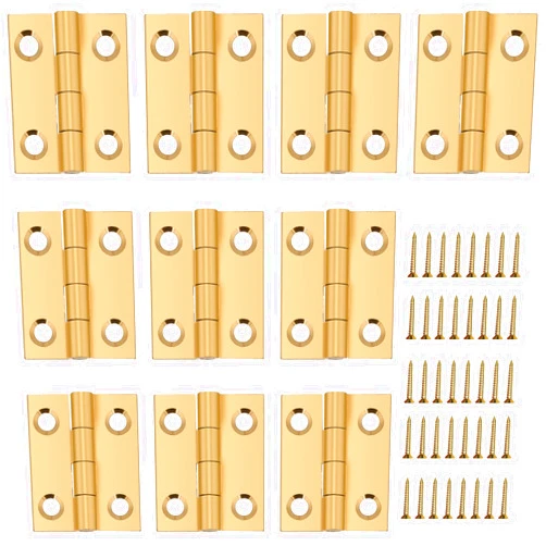 Mozeat Lens 10PCS Mini Solid Brass Hinges Jewelry Box Hinges Cabinet Drawer Butt Hinge 1 Inch Small Hinges for Wooden Box with Screws