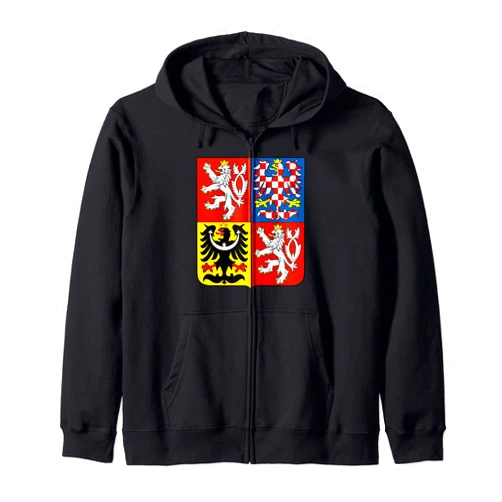 Czech Republic National Pride Czechs Czech Republic Coat of arms Flag souvenir Prague Zip Hoodie