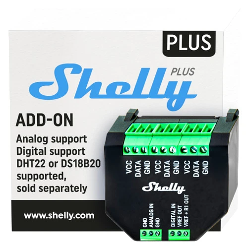 Shelly Plus Add-On | Bluetooth Add-On for Shelly Plus Devices | Measure Temperature and Humidity | Home Automation | Works with Alexa & Google Home | iOS Android App |No Hub Required |Digital Sensor