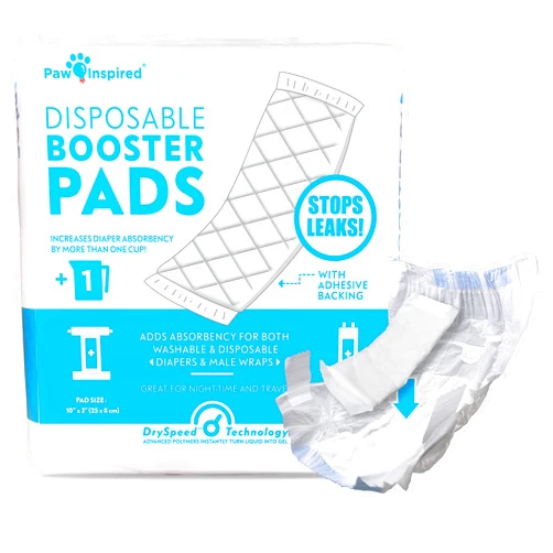 Paw Inspired Dog Diaper Pads | Booster Pad Inserts for Female and Male Washable and Disposable Dog Diapers and Belly Bands | Adds Absorbency, Stops Leaks (30 Count)