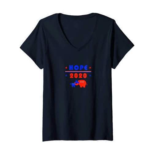 TIGERMANIA Womens HOPE POLITICAL 2020 V-Neck T-Shirt