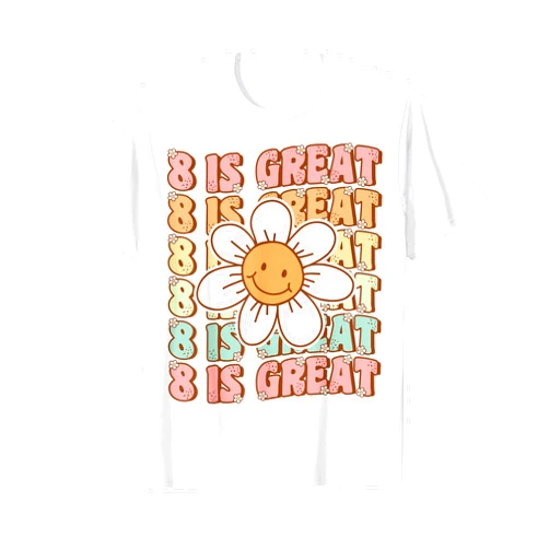 Matching Groovy Party Shirts and 70s Vibes Eight Is Great Cute Groovy 8th Birthday Party Daisy Flower T-Shirt