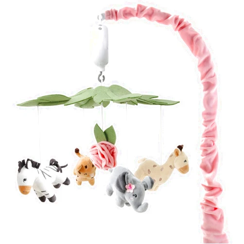 The Peanutshell Crib Mobile for Girls - Soft Pink Musical Baby Crib Mobile with 12 Lullabies, Cute Animal Baby Wildest Dreams Wildest Dreams Nursery Decor