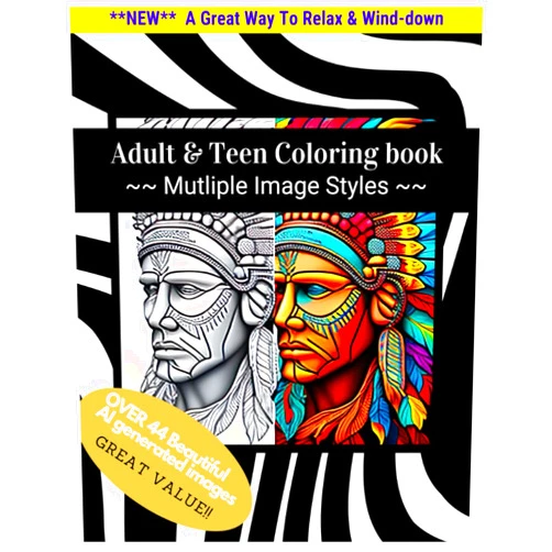 Eric Giguere Adult and Teen Coloring book for de-stressing and relaxation: Coloring book with Angels, Demons, Cityscapes, Animals, Aztec & Mayan, Sunsets and Trains