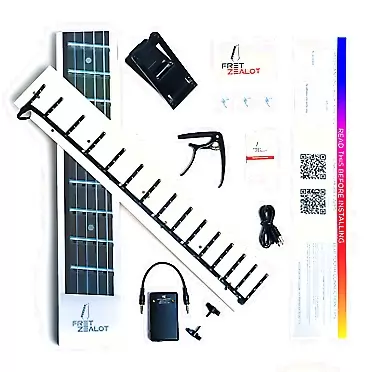 Fret Zealot LED Bass Guitar Learning Accessory - EASIEST and BEST Method to Learn To Play Bass Guitar for All Levels, Fits All FULL SIZE Bass Guitars, IOS & Android App included