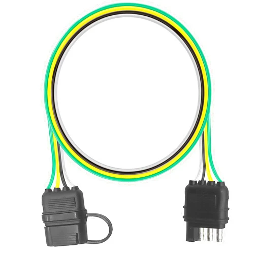 Tata.Meila 4 Pin | 12 Inch Wires Flat Wire Extension Male and Female Connector with Dust Cover，4-Way Flat Trailer Wire Extension