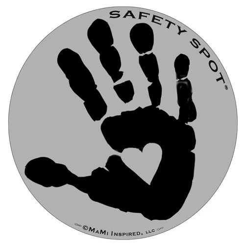 Safety Spot Magnet - Kids Handprint for Car Parking Lot Safety - Gray Background (Black)