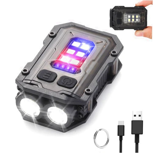 Stvono Mini EDC Flashlight, Small Powerful Keychain Flashlight with Sidelight, High Lumens 800lm, USB-C Rechargeable, Keychain Light with Clip - 8 Mode, IPX4 Waterproof, for Hiking, Running, Black