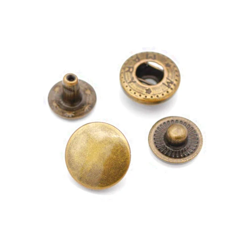 CRAFTMEMORE 50 Sets Antique Brass Snap Buttons S-Spring Socket Popper Fasteners for Jacket Bag Closures #633 VT5 (12mm (0.47