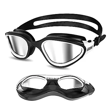 Aegend Polarized Swim Goggles, Swimming Goggles Anti-Glare Anti-Fog Adult Youth Silver Lens
