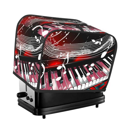 HSYOYO Piano Keys Musical Notes Toaster Cover 2 Slice Wide Slot Bread Machine Cover Fingerprint Protector Toaster Oven Cover Dustproof Kitchen Small Appliance Covers