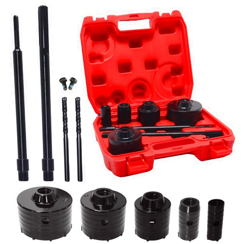 DEHUIWI Concrete Hole Saw Kit, 9PCS Masonry Hole Saw 4 Inch SDS Plus Max Bit Shank for Cement Brick Wall, Carbide Hole Saw Kit 30 40 65 80 100 MM, Concrete Core Bit Set for Brick, Cement, Stone