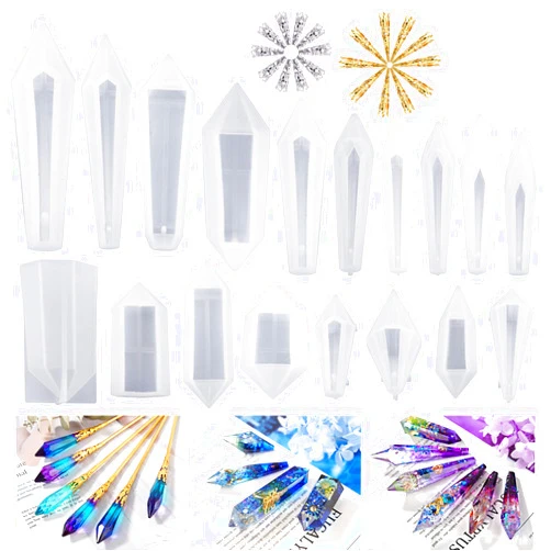 LET'S RESIN Resin Molds 18Pcs Pendulum Crystal Molds for Resin, Silicone Molds for Resin,Multi-Facet Resin Jewelry Molds for Quartz Crystals Pendants, Resin Necklace,UV Resin
