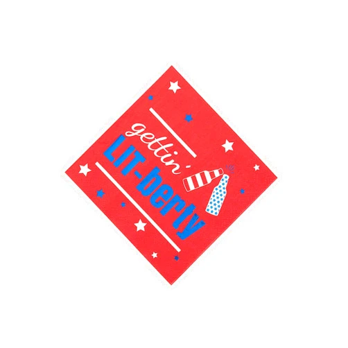 Fun Express - Patriotic Drinking Saying Napkins for Fourth of July - Party Supplies - Print Tableware - Print Napkins - Fourth of July - 50 Pieces