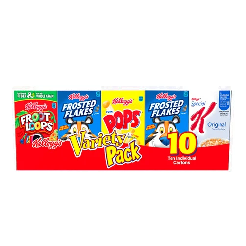 Kellogg's Cold Breakfast Cereal, Single Serve, Variety Pack, 10.94oz Tray (10 Boxes)