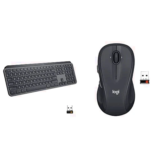 Logitech MX Keys Advanced Wireless Illuminated Keyboard - Graphite & M510 Wireless Computer Mouse for PC with USB Unifying Receiver - Graphite