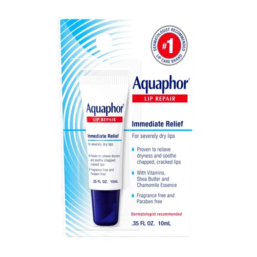 Aquaphor Lip Repair Ointment - Long-lasting Moisture to Soothe Dry Chapped Lips - .35 fl. oz. Tube
