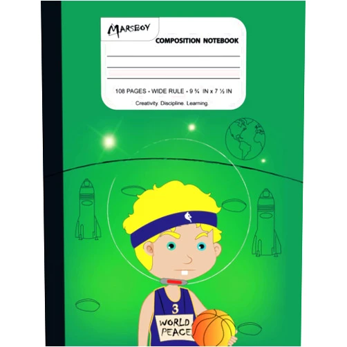 Santiago Design Composition Notebook: Wide Ruled Paper Notebook Journal | Blank Wide Lined Workbook for Boys, Kids, Teens and Students | MARSBOY basketball player design. | (9-3/4