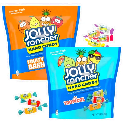 Boxeon Jolly Rancher Hard Candy Variety Pack, 2 Bags, Bulk Assorted Flavors (Fruity Bash and Tropical Fruit)
