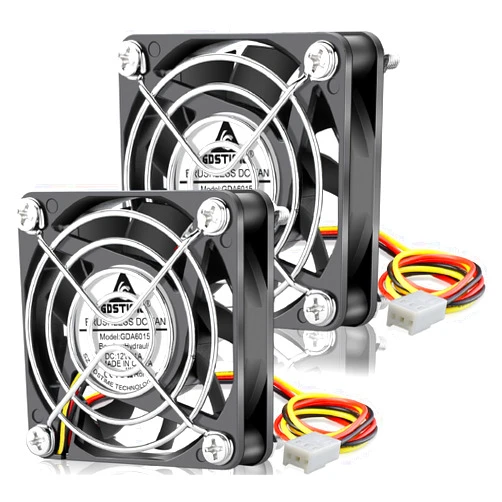 GDSTIME 60mm x 15mm Fan 3 Pin, 12V Brushless DC Cooling Fan 60x60x15mm for PC Cases, CPU Coolers, and Radiators (2 Pack)