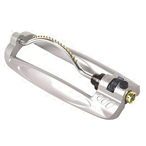 Rocky Mountain Goods Turbo Metal Oscillating Sprinkler - Aluminum Frame Sprinkler with Solid Brass Jets - Covers up to 3,600 Ft - Built in Flow Control - Includes Spray Jet Cleaning Needle