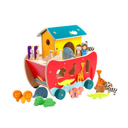 Tender Leaf Toys - Wooden Noah’s Ark Animal Shape Sorter Toy - Encourages Imaginative Play, Improves Recognition and Problem Solving Skills - 3 Years +