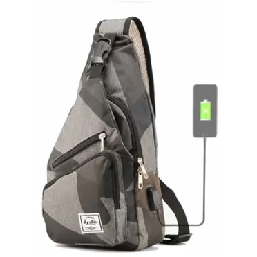 D'yallee Sling Bag for Men Crossbody Shoulder Chest Bags Nylon for Travel Gym Sport Hiking with USB Charger Port Camouflage
