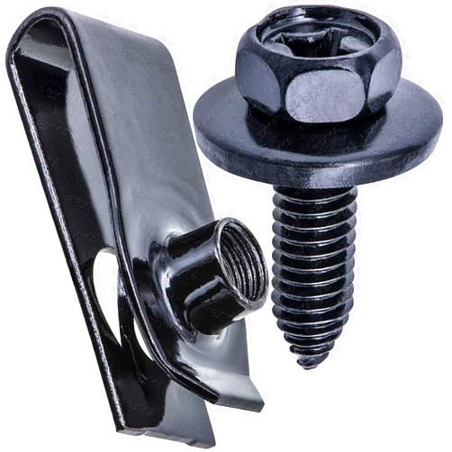 Rexka 15 Sets M6-1.0 X 20mm Car Body Bolts & Extruded U Nuts Kit for GM Dodge Jeep Chrysler Ford Chevy- Fender Bumper Enine Hood Panel Shield