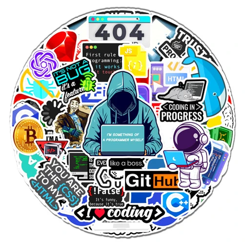 BIGZORO 50 PCS Programming Developer Stickers Coding Vinyl Decals Waterproof Patches Laptop Scrapbook Window Suitcase Gifts for Coders Programmers Hackers Geeks Engineers