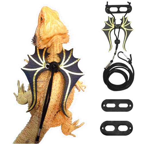 ADOGGYGO Bearded Dragon Lizard Leash Harness - 3 Size Pack Dinosaur Wing Lizard Harness Leash for Bearded Dragon Lizard Reptiles