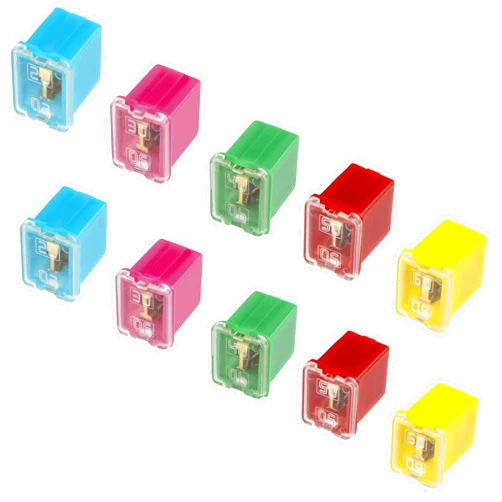 BFXM 10 PCS Versatile Automotive Fuse Assortment Low Profile Box Shaped Micro Cartridge Fuses Kit for Pickup Trucks Cars and SUVs (20 A/30 A/40 A/50 A/60 A, 2 PCS Each)
