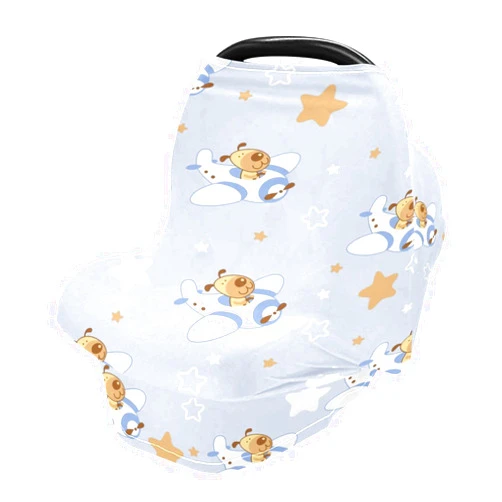 xigua Cute Dog Airplane Baby Car Seat Covers, Breathable Breastfeeding Covers - Car Seat Covers for Babies, Multi-use Nursing Cover