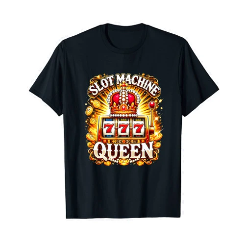 BizzyflyUSA Slot Machine Queen Crown Slots Player Casino Gambling Lover T-Shirt