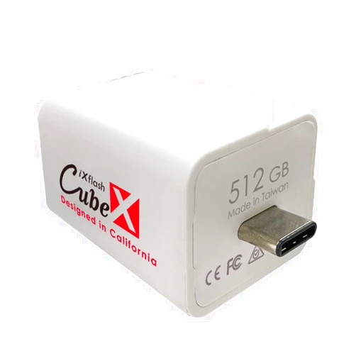 Piodata iXflash Cube 512 GB Photo Storage Device Apple MFi Certified USB Type C with Quick Charge for iPhone & iPad, Auto Backup Photos & Videos