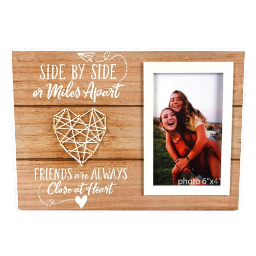 Hendson Best Friends Picture Frame Gift - Long Distance Friendship Gifts For BFF - Friend Birthday Gifts for Women, BFF, Bestfriend, Besties - Side By Side Or Miles Apart - 6X4 Inches Cute Photo