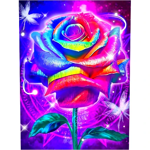 Henaraw Rose Flower Diamond Painting Kits - 5D Diamond Art Kits for Adults Kids Beginner,DIY Colorful Full Drill Diamond Dots Gem Art Crafts for Home Wall Decor Gifts 12x16inch