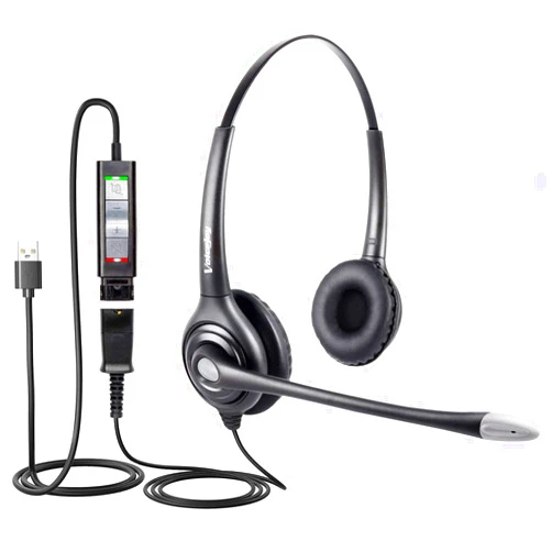 VoiceJoy HD261 USB Headset with Quick Disconnect Adapter Computer Headset with Microphone Noise Cancelling, PC Headset Wired Headphone, Business Headset