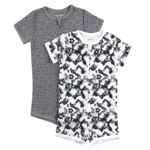 Hanes Baby Ultimate Zippin Short Sleeve Romper (2 Pack)