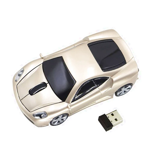 Ai5G Mice Ai5G 3D Racing Car Mouse Wireless Sports Car Mouse Computer Mice 2.4GHz 1600dpi Optical Gaming Mice (Gold)
