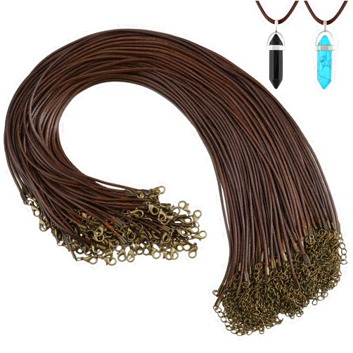 Tudomro 100 Pieces 20 Inch Waxed Leather Necklace Cord Bulk with Clasp Colorful Necklace Bracelet Chains String Rope Cord for Jewelry Making Pendants Charms