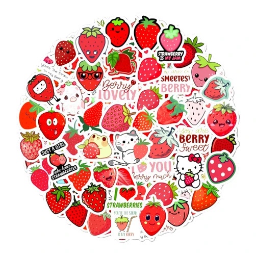 BulbaCraft 100Pcs Strawberry Stickers & Laptop Decals - Strawberry Birthday Party Decorations, Strawberry Shower Supplies - Strawberry Gifts for Women, Merch, Cute Goodie Bag Stuff