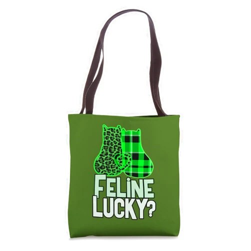 Ask Me About Shamrocks Humor Funny FELINE LUCKY Feeling My Cats Luck St Patrick's Tote Bag