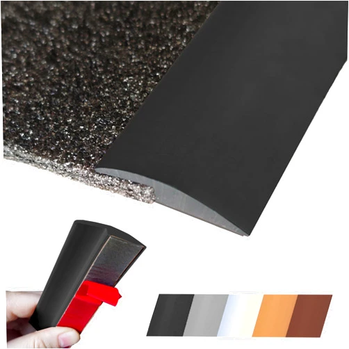 Maxiroc Floor Transition Strip Self Adhesive Carpet Wood Tile Vinyl Flooring Laminate Transition Cover Edge Trim Gap Doorway Threshold for Uneven Floors Heights Within 5 mm (Black, 40 inches)