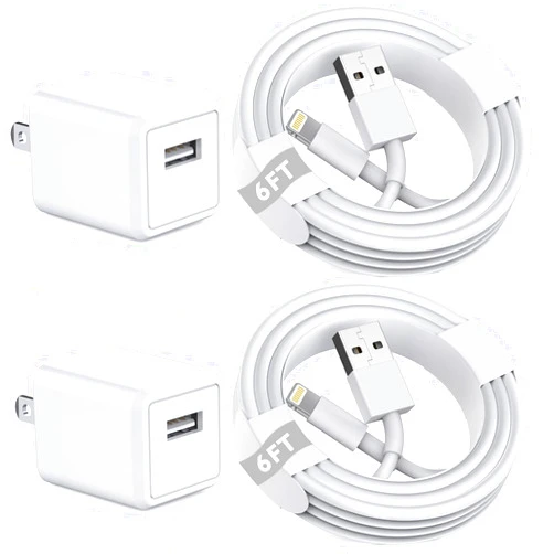 StinkLight iPhone Charger [Apple MFi Certified] Apple Charger Cord 2Pcak 6FT Lightning Cable Fast Charging with Wall Charger Block Travel Plug Brick Adapter for iPhone 14/13/12/11/XS/XR/SE/7/8/8 Plus/AirPods