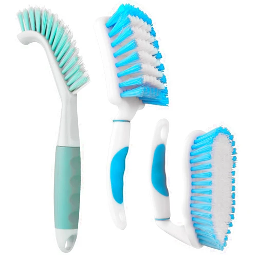 BRUSH FAMILY 3 Pack Scrub Brush Set, Heavy-Duty Scrub Scrubbing Brushes for Cleaning, Grout Brush with Stiff Bristles Cleaning Brush for Bathroom, Bathtub, Kitchen, Floor, Tub, Tile, Sink