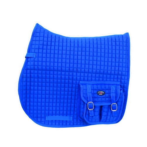 CHALLENGER Horse Quilted English All-Purpose Trail Saddle Pad Blue w/Pockets 7279