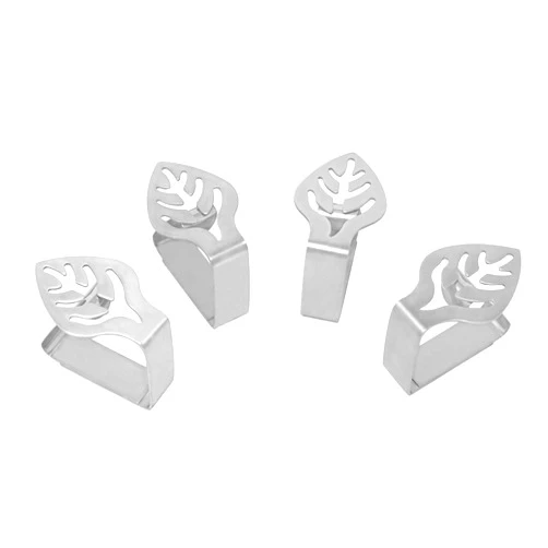 Honbay 4PCS Stainless Steel Silver Thickened Strong Cloth Clip,Tablecloth Clamp Holder, Table Cover Clamps,Table Cloth Holders, Table Cloth Clips Holders for Outdoor and Indoor (Leaf)