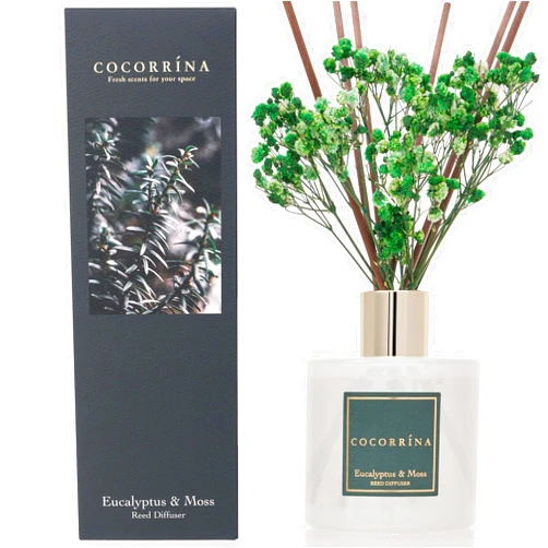 COCORRÍNA Cocorrína Reed Diffuser Sets- Eucalyptus & Moss Scented Diffuser with Sticks Home Fragrance Reed Diffuser for Bathroom Shelf Decor