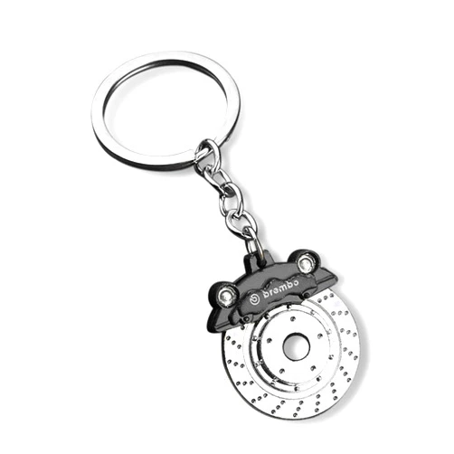 Cueclue 1 PC Metal Keychain, Creative Brake Disk Wheel Calipers Key Ring, Waist Hanging Keychain, Decoration Pendant (Black)